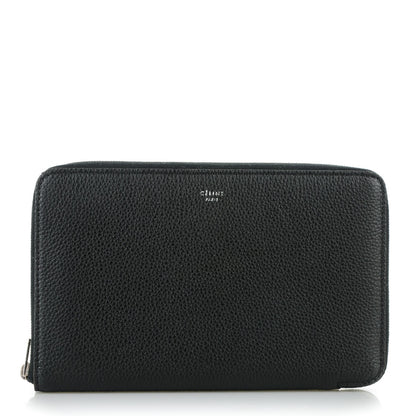 Celine Drummed Calfskin Premium Zip Around Wallet Black 1 of 8