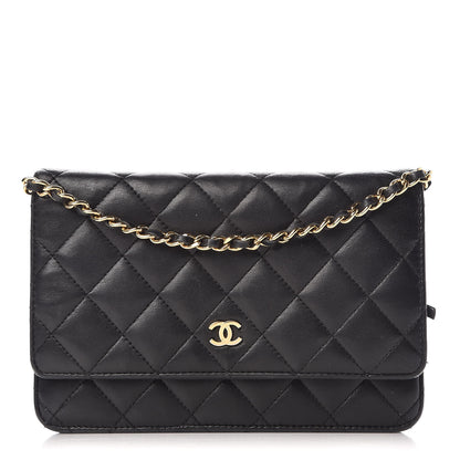 Chanel Lambskin Quilted Wallet On Chain WOC Black 1 of 8