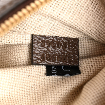 Gucci Monogram Jumbo GG Textured Dollar Calfskin Web Belt Bag Camel Ebony New Acero 7 of 11
