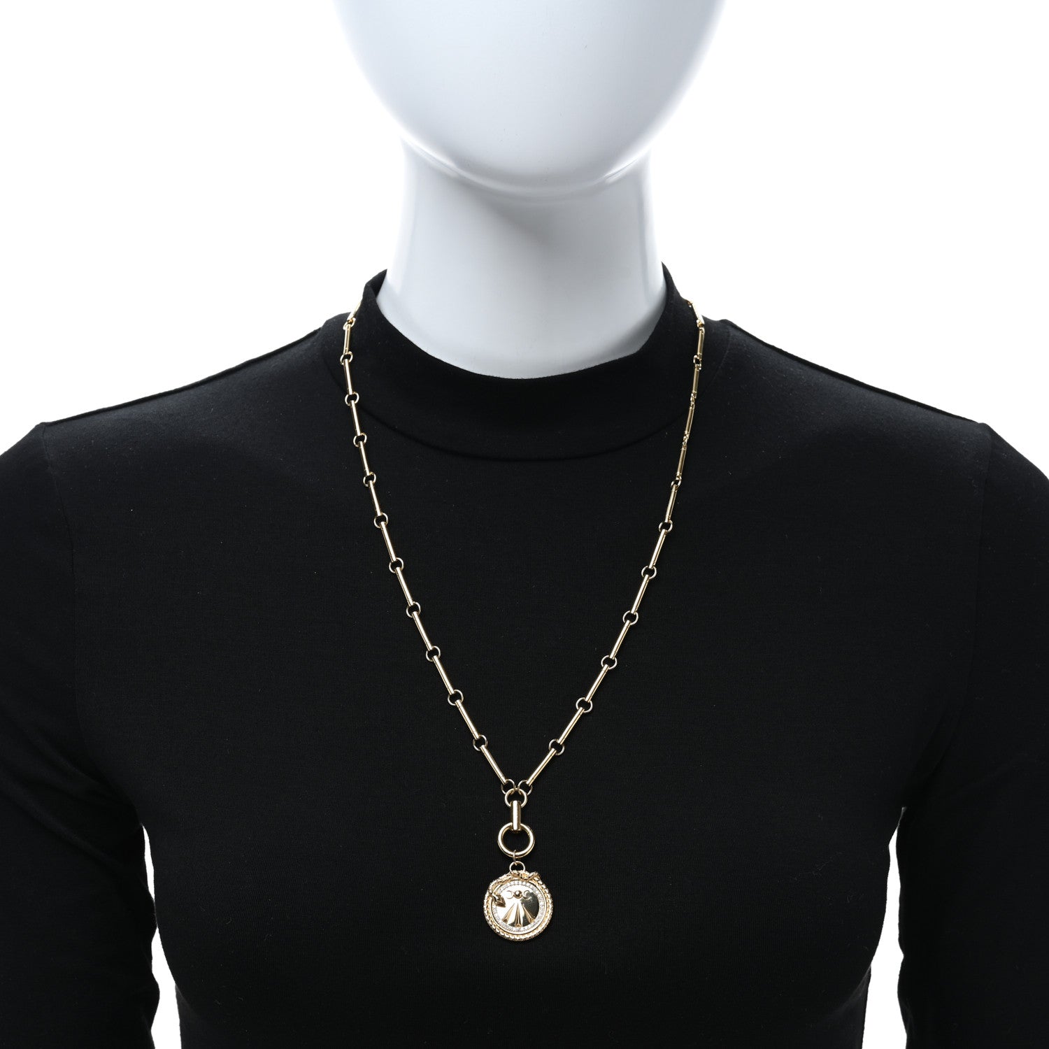 Foundrae 18K Yellow Gold Diamond Mind Body and Soul Wholeness Large Medallion Link Chain Necklace 2 of 5