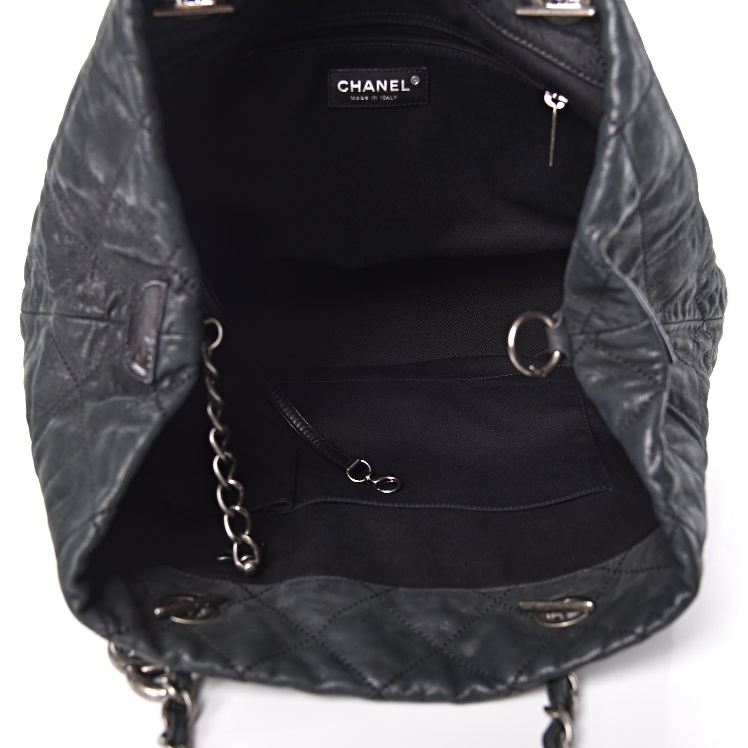 Chanel Iridescent Calfskin Quilted Large VIP Tote Dark Green 5 of 14