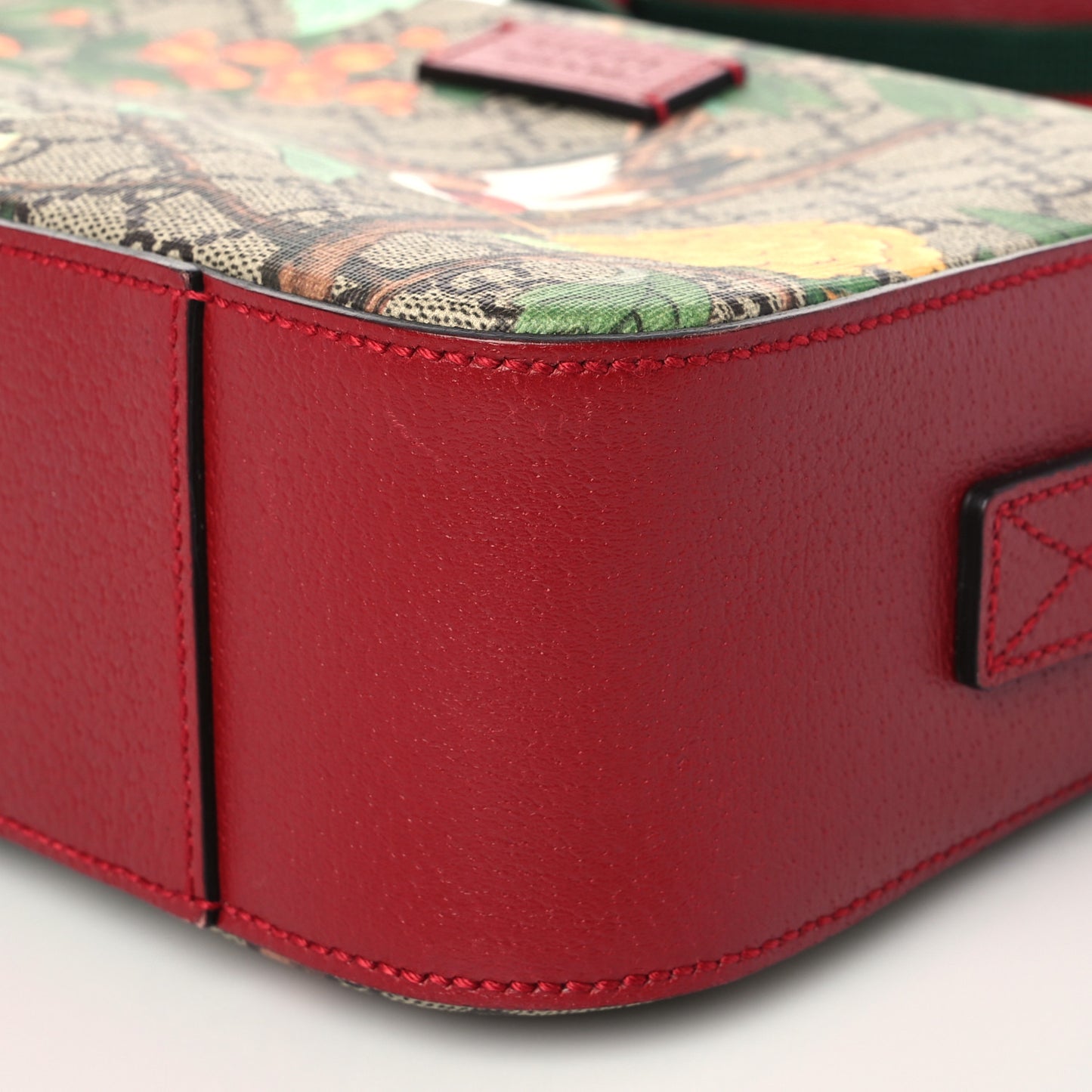 GG Supreme Monogram Tian Web Camera Bag Beige Multicolor Red