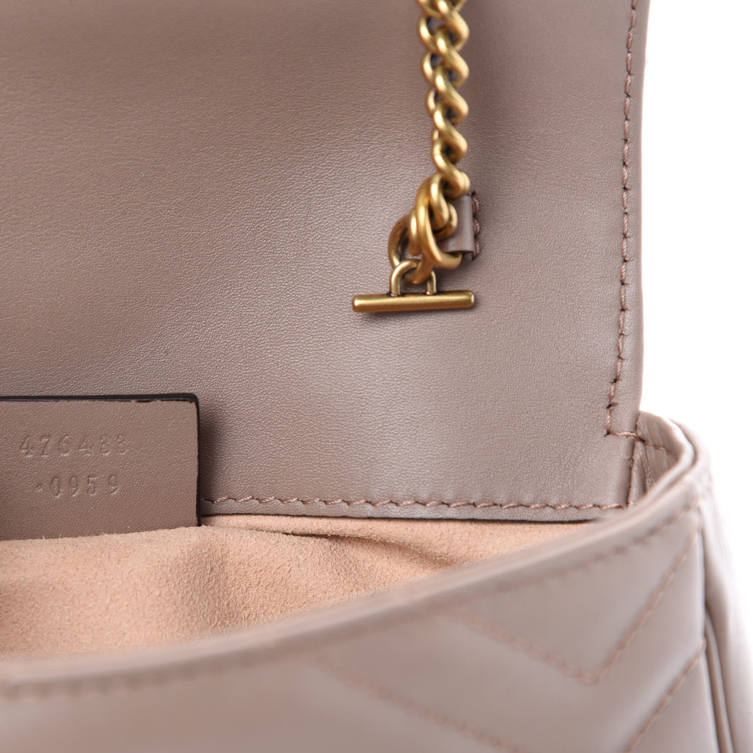Gucci Calfskin Matelasse Super Mini GG Marmont Shoulder Bag Porcelain Rose 9 of 11