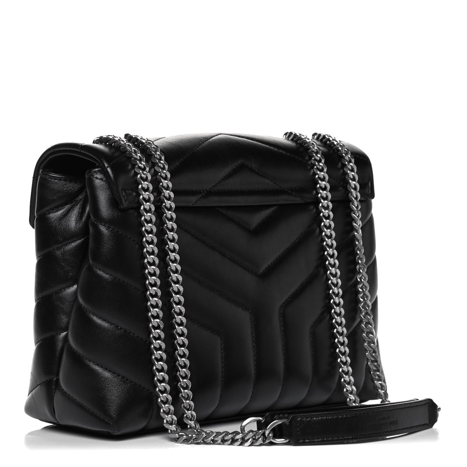 Saint Laurent Calfskin Y Quilted Monogram Small Loulou Chain Satchel Black 3 of 9