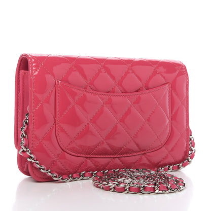 Chanel Patent Quilted Wallet On Chain WOC Fuchsia 3 of 11