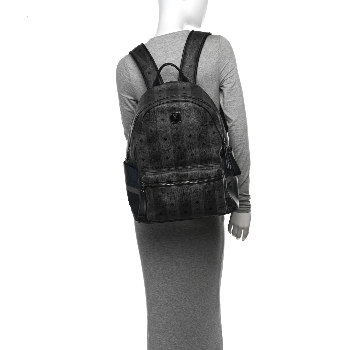 Striped Visetos Medium Stark Backpack Black Phantom Grey