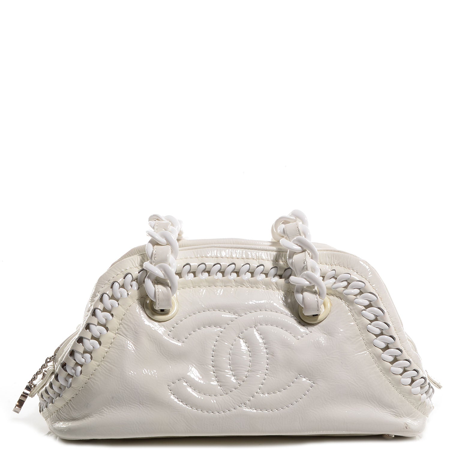 Chanel Patent Luxe Ligne Medium Bowler White 1 of 7