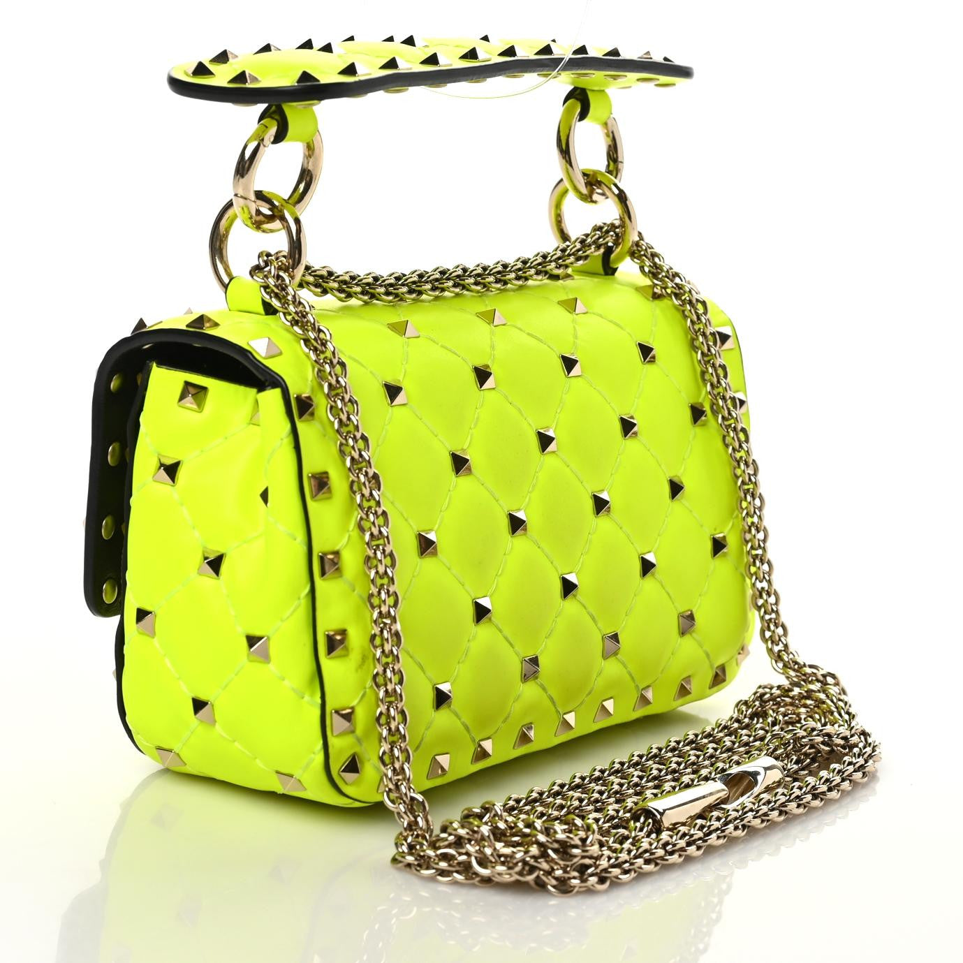 Calfskin Mini Rockstud Spike Shoulder Bag Lime