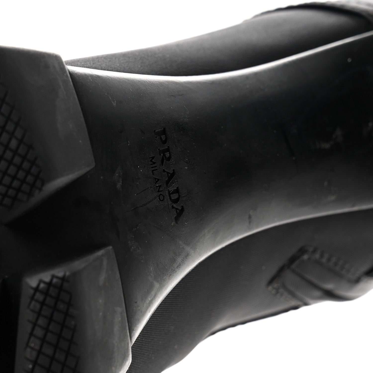 Prada Vitello Montana Re-Nylon Metal Triangle Logo 110mm Ankle Boots 36.5 Black 7 of 9