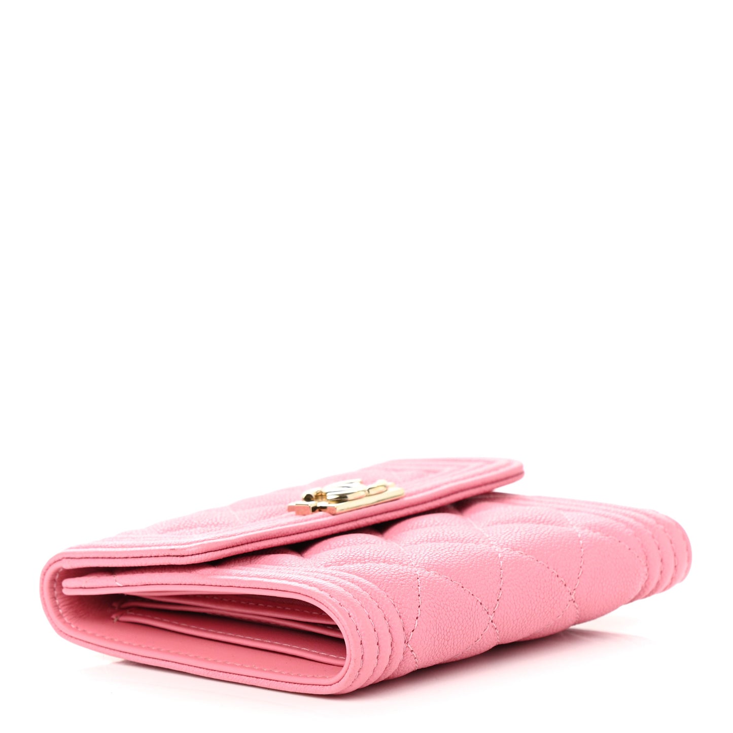 Caviar Quilted Compact Boy Wallet Pink