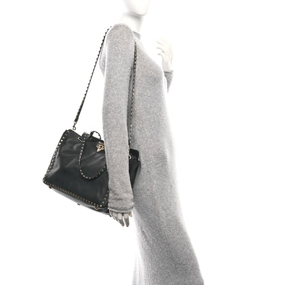 Valentino Garavani Vitello Medium Rockstud Tote Black 2 of 13