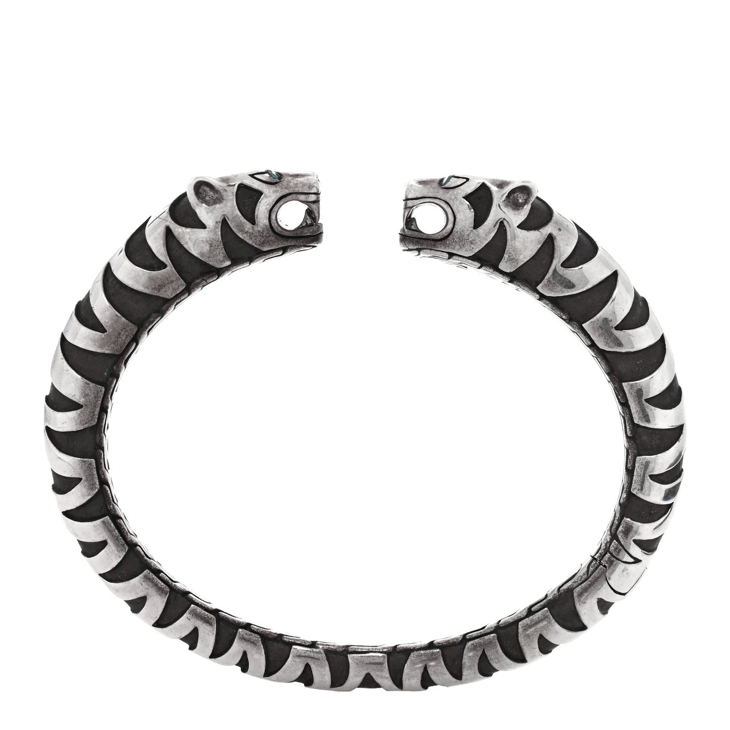 Sterling Silver Blue Topaz Palu Macan Tiger Stripe hinged Cuff Bracelet