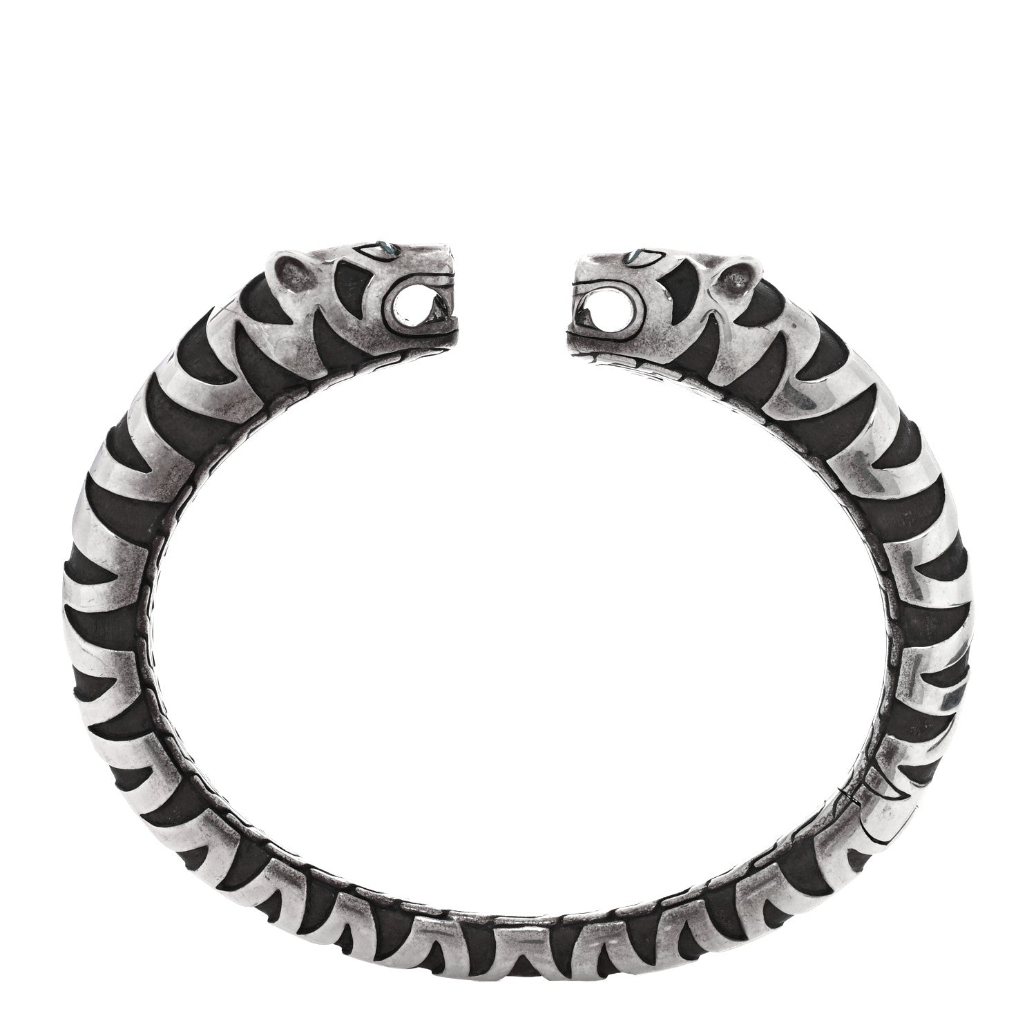 John Hardy Sterling Silver Blue Topaz Palu Macan Tiger Stripe hinged Cuff Bracelet 2 of 5