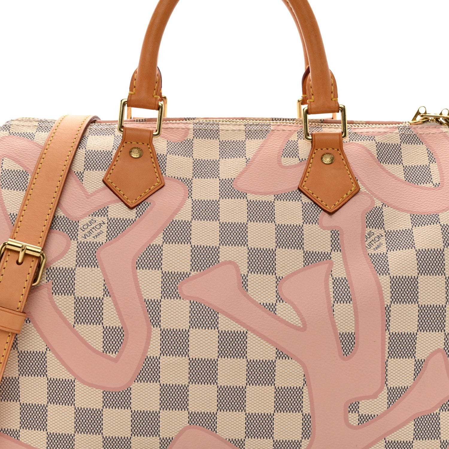 Louis Vuitton Damier Azur Tahitienne Speedy Bandouliere 30 Rose Ballerine 8 of 13