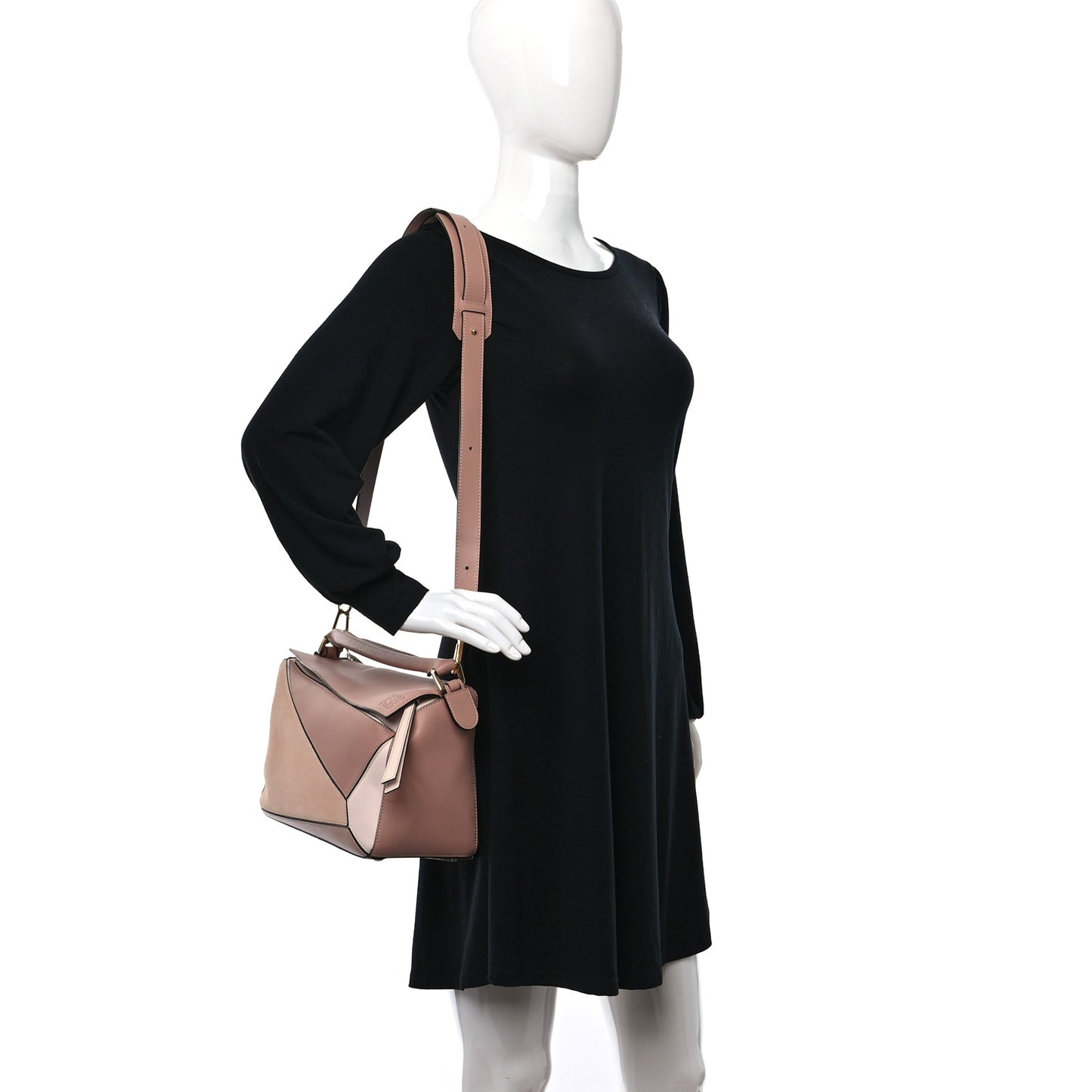 Calfskin Suede Medium Puzzle Bag Blush