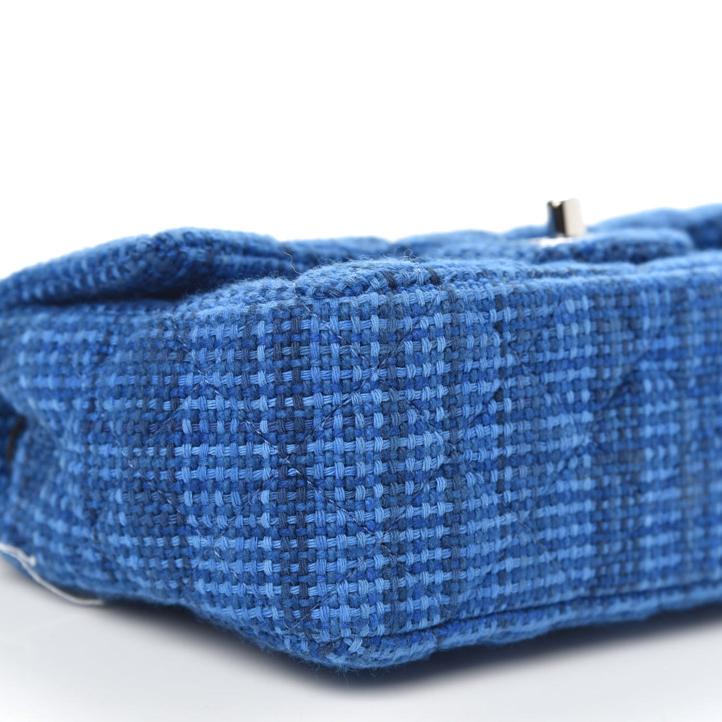 Tweed Quilted Mini Rectangular Flap Navy Blue