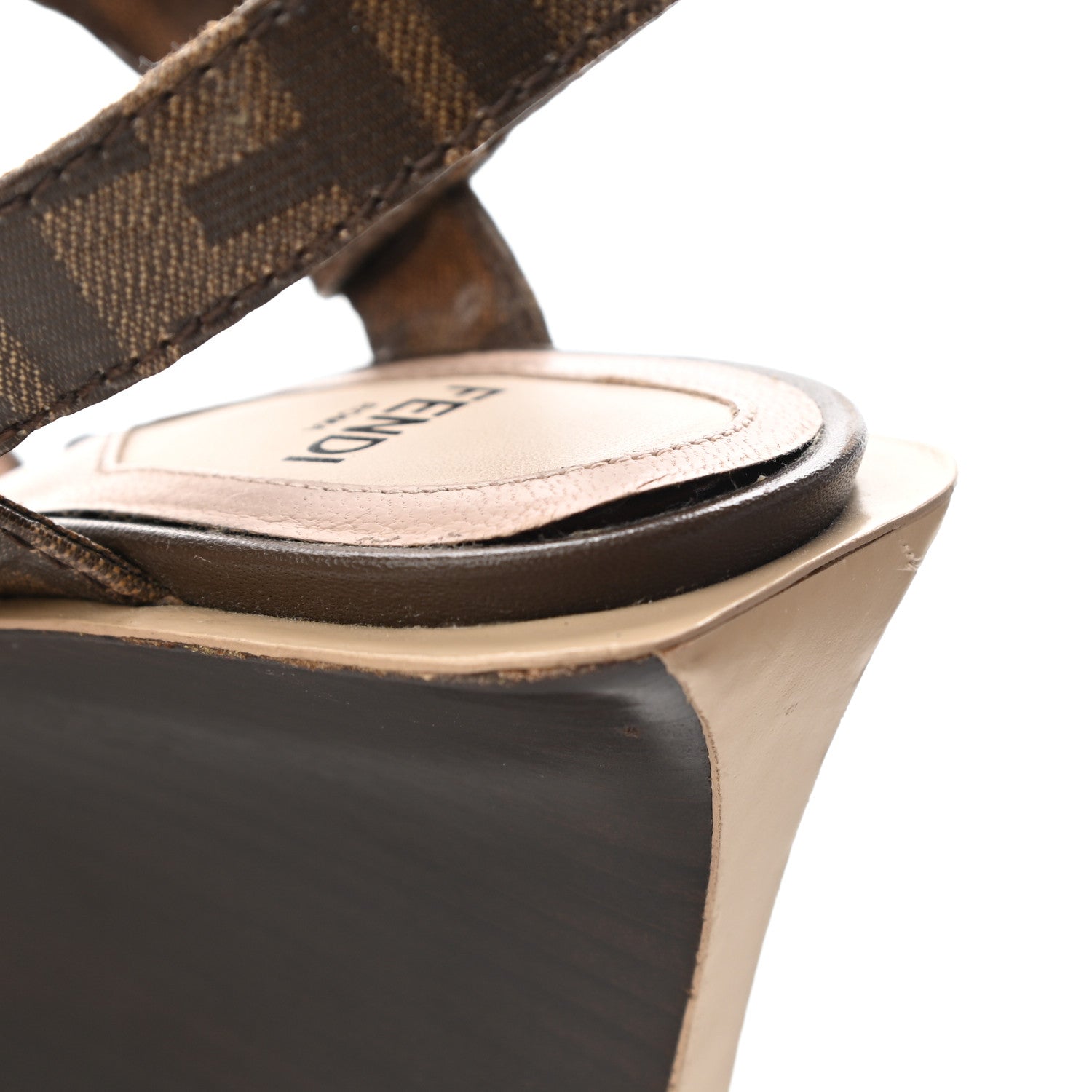 Fendi Glazed Fabric FF Wedge Sandals 36.5 Tobacco Moro 13 of 19