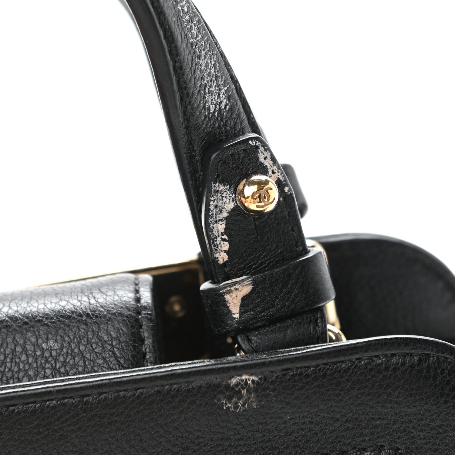 Chanel Grained Calfskin Stitched Mini Label Click Shopper Tote Black 12 of 13