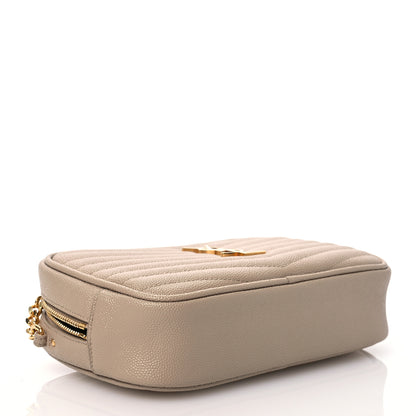 Saint Laurent Grain De Poudre Matelasse Monogram Mini Lou Camera Bag Dark Beige 4 of 11