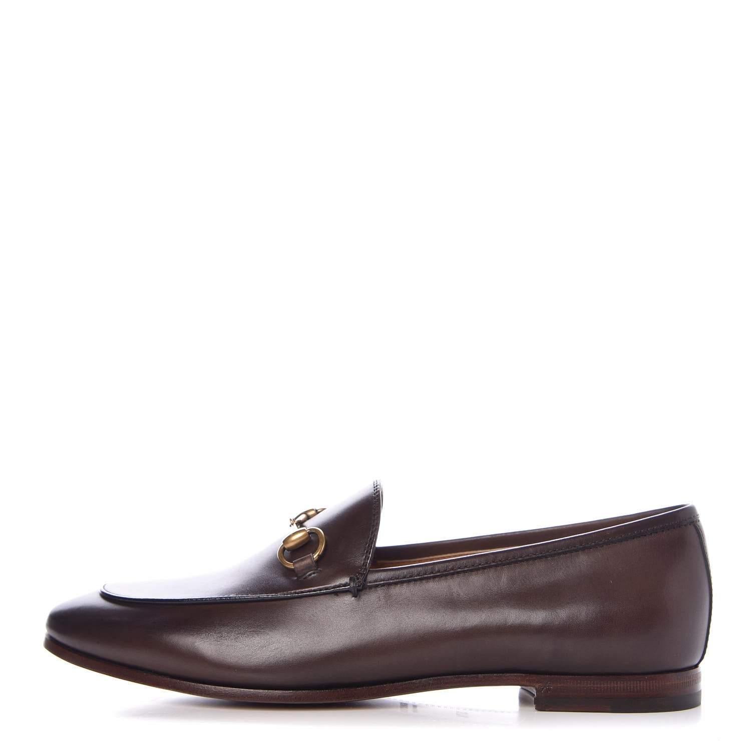 Gucci Calfskin Womens Jordaan Loafers 37.5 Fondente Brown 1 of 11