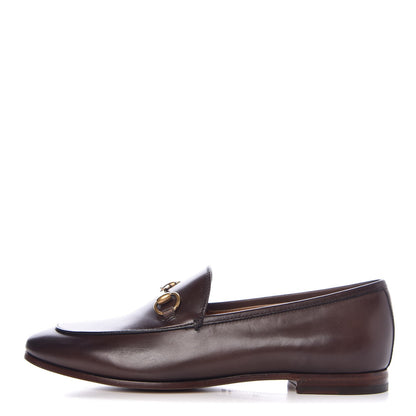 Gucci Calfskin Womens Jordaan Loafers 37.5 Fondente Brown 1 of 11