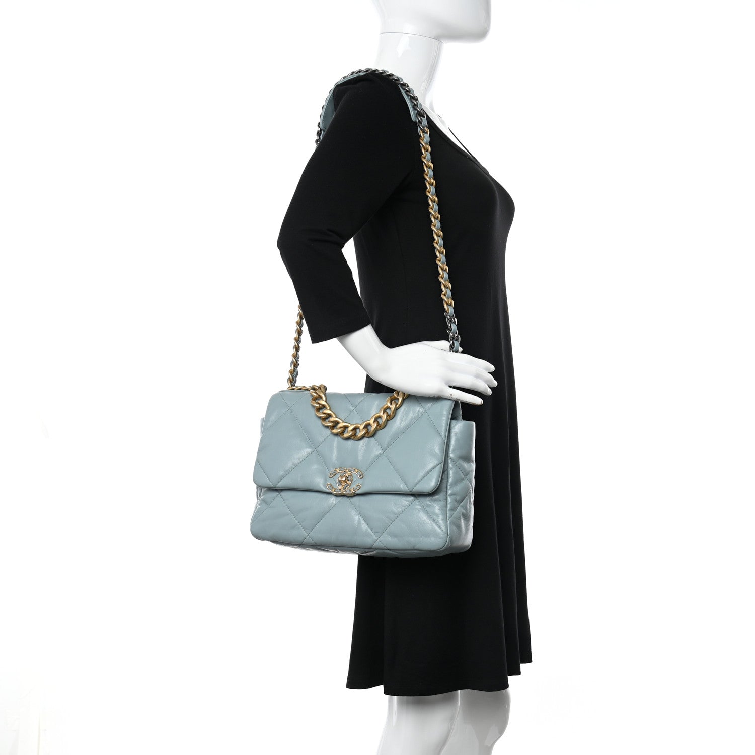 Chanel Lambskin Quilted Large Chanel 19 Flap Light Blue 2 of 11
