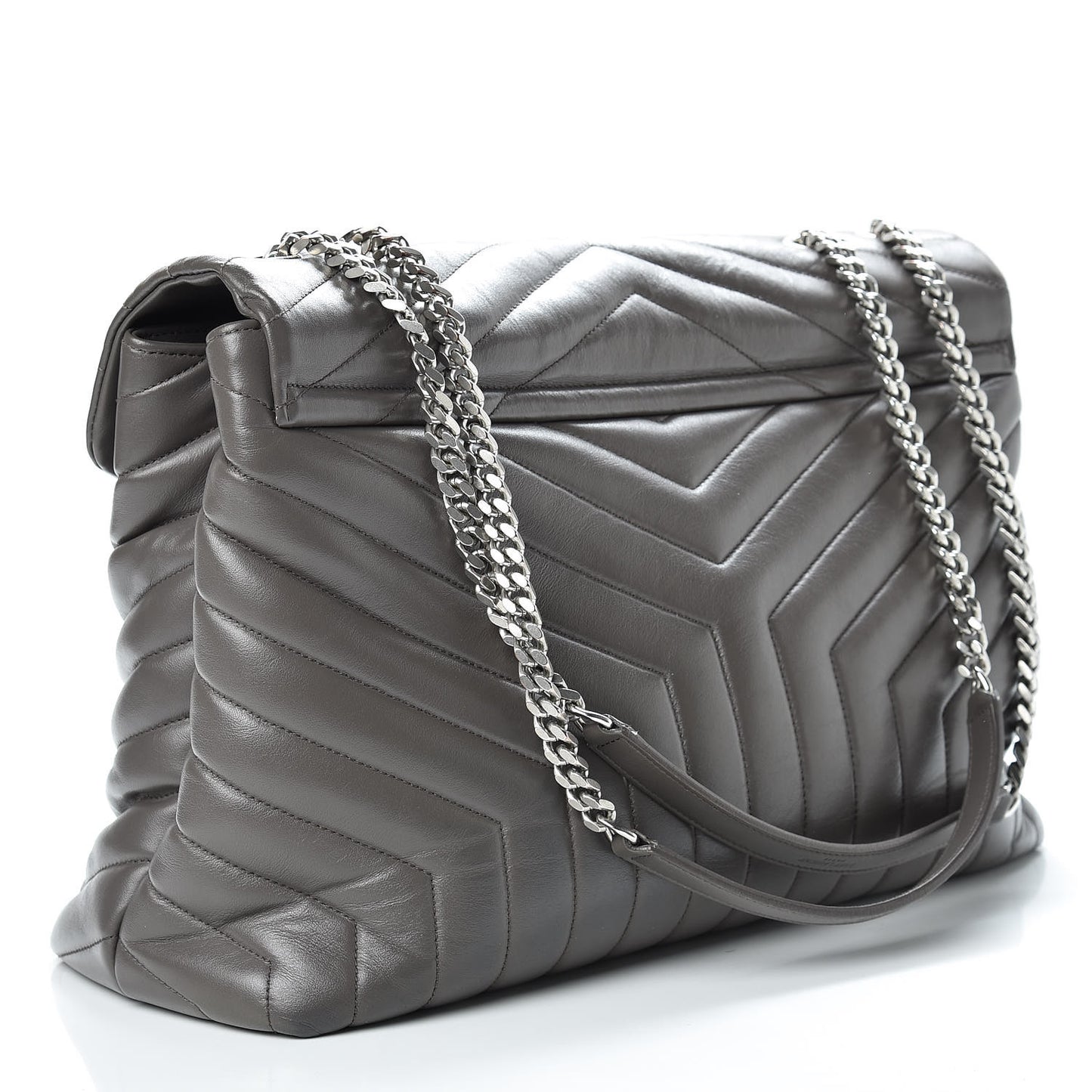 Calfskin Y Quilted Monogram Large Loulou Chain Satchel Earth