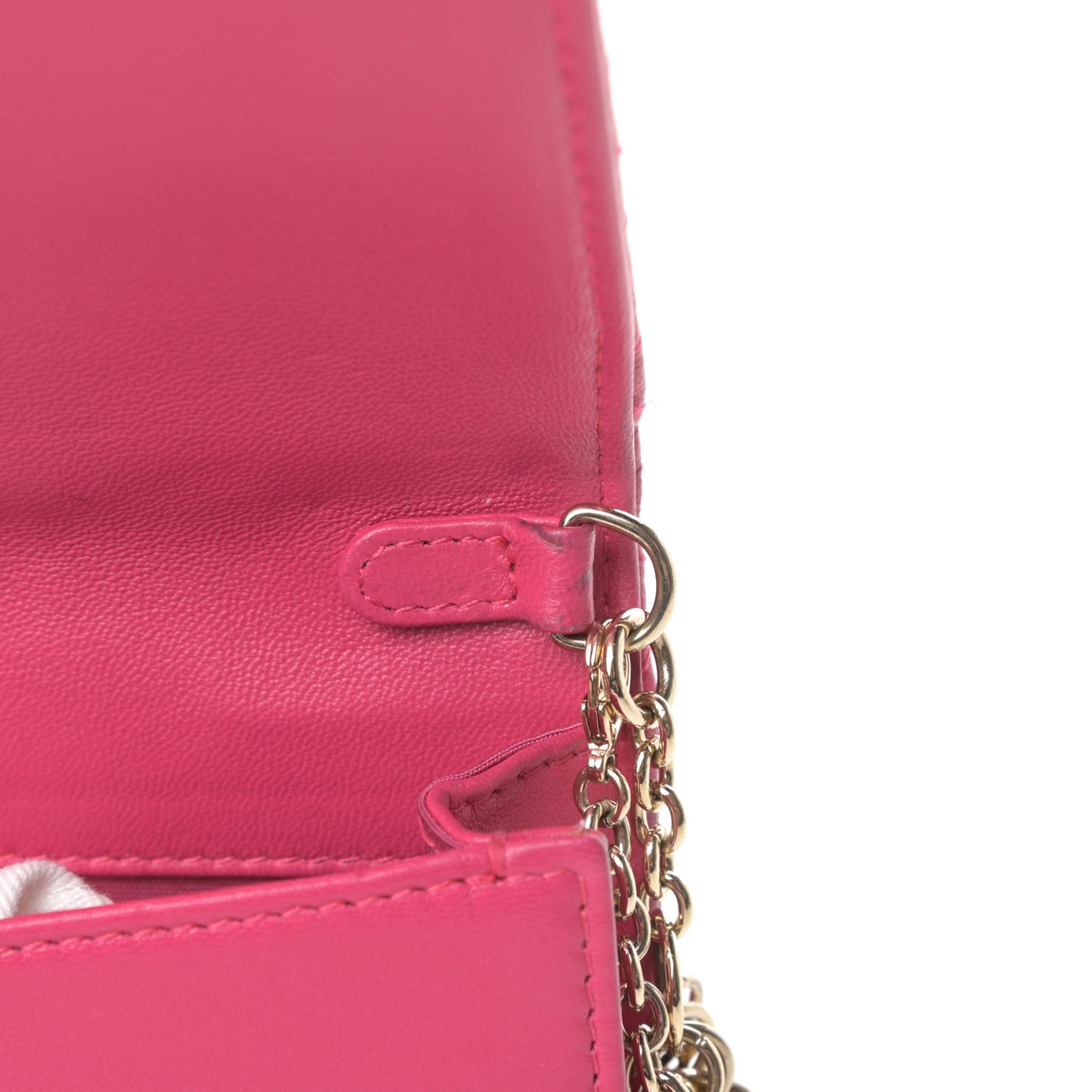 Lambskin Cannage Lady Dior Convertible Clutch Fuchsia