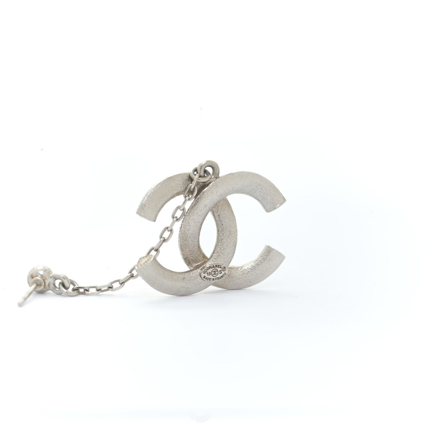 Baguette Crystal CC Drop Earrings Silver