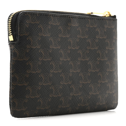 Celine Triomphe Canvas Coin and Card Pouch With Hook Black 4 of 10