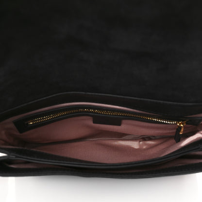 Gucci Suede Snakeskin Studded Medium Arli Flap Shoulder Bag Black 4 of 6