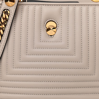 Fendi Shiny Nappa Trapuntata Chain Small DotCom Click Chain Satchel Grigio Polvere 8 of 10