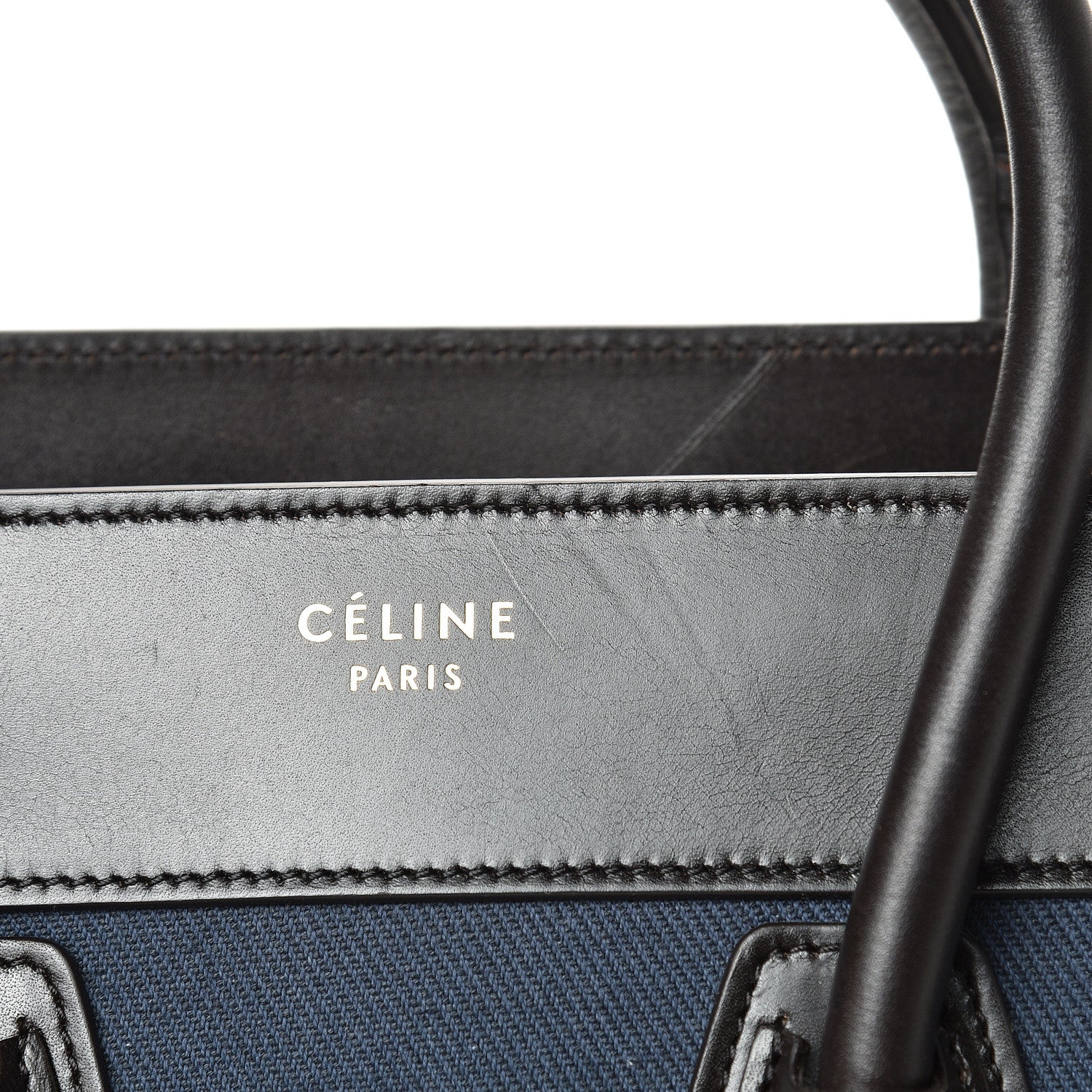 Celine Textile Smooth Calfskin Micro Luggage Dark Blue Black 14 of 17