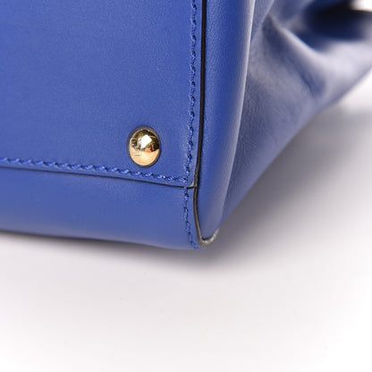 Fendi Vitello Morgan Fabric Jacquard Pequin Medium Peekaboo Iconic Satchel Blue Neon Tobacco 12 of 13
