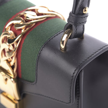 Gucci Calfskin Mini Sylvie Top Handle Bag Black 7 of 9