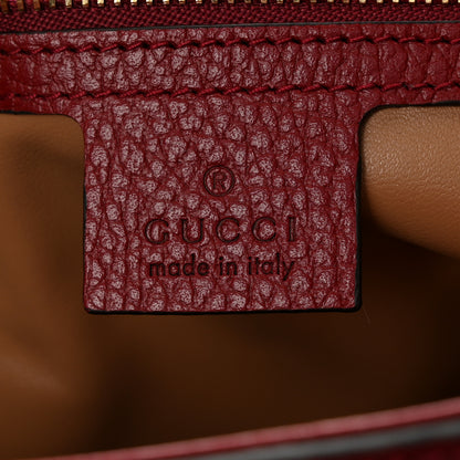 Gucci Straw Jacquard Dollar Calfskin GG Monogram Medium Ophidia Shopping Tote Natural New Cherry Red 6 of 10