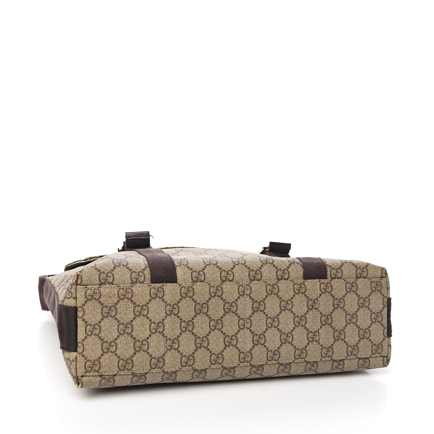 Gucci GG Plus Monogram Large Double Buckle Flap Messenger Bag Beige Dark Brown 3 of 11