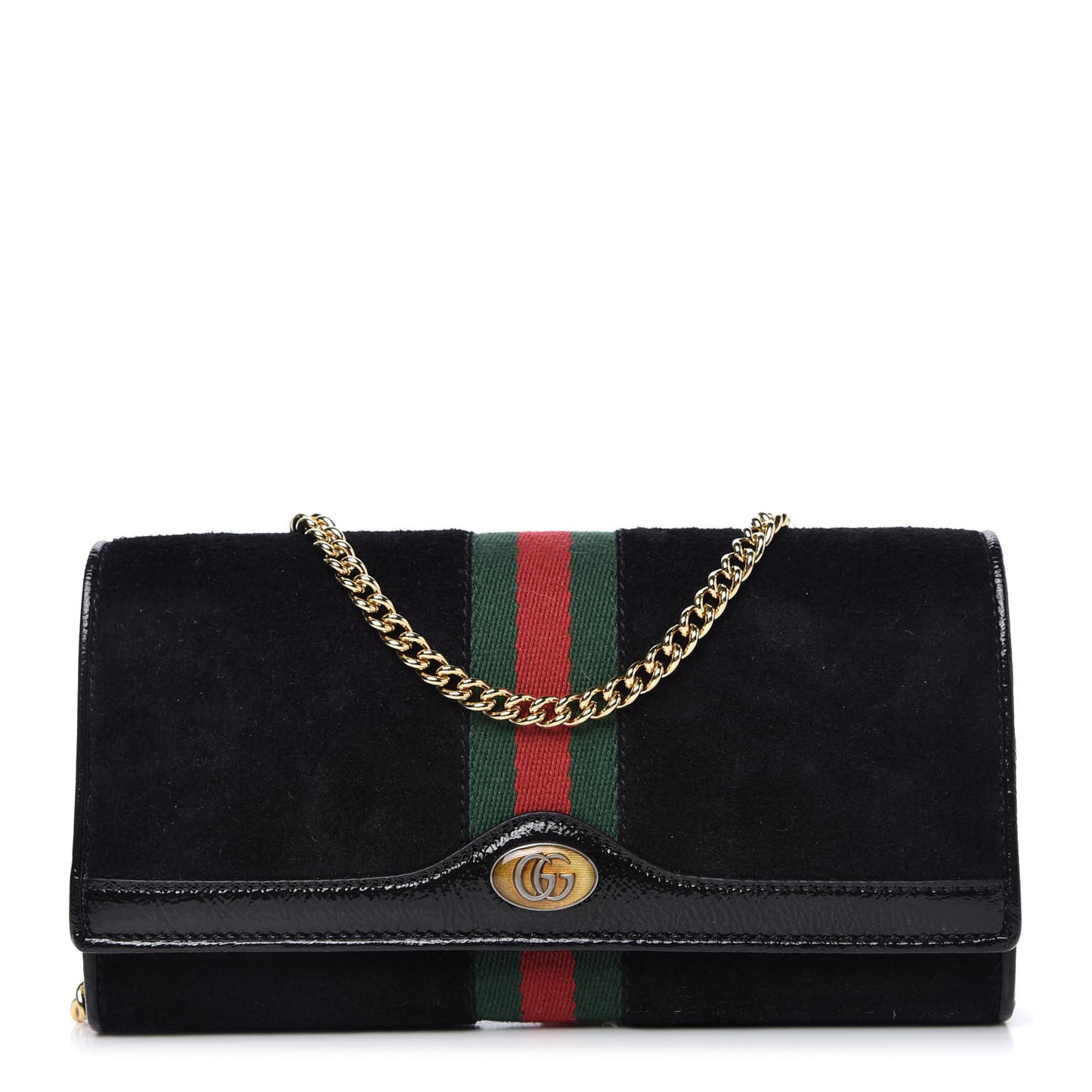 Suede Patent Web Ophidia Wallet On Chain Black