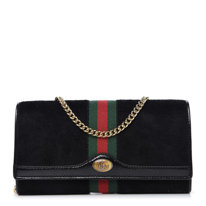 Gucci Suede Patent Web Ophidia Wallet On Chain Black 1 of 11