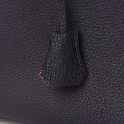 Hermes Togo Horseshoe Birkin 25 Bleu Nuit Rose Azalee 17 of 33