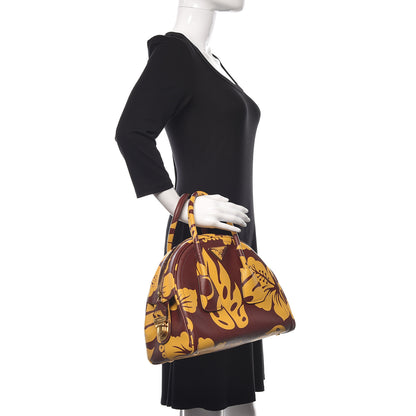 Prada Saffiano Hibiscus Print Bowling Bag Zafferano 2 of 16