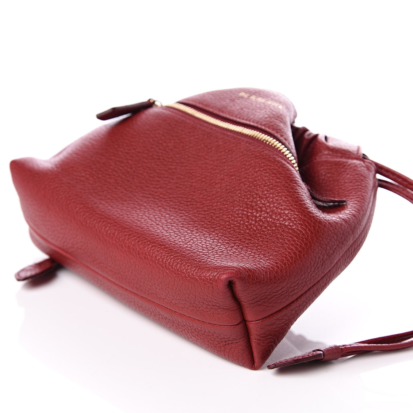 Grainy Calfskin Drawstring Pouch Red