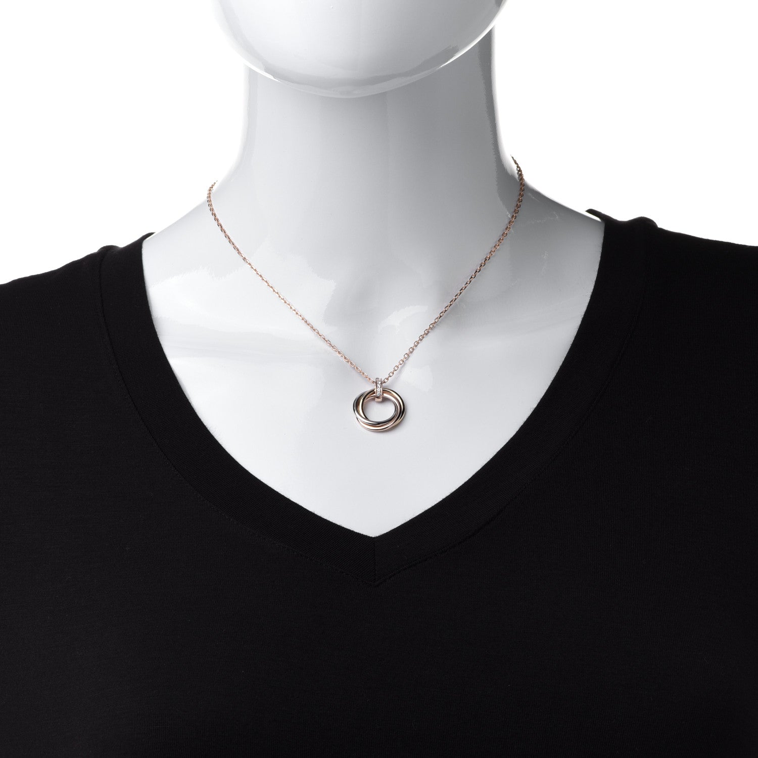 Cartier 18K Pink White Yellow Gold Diamond Trinity Pendant Necklace 2 of 8