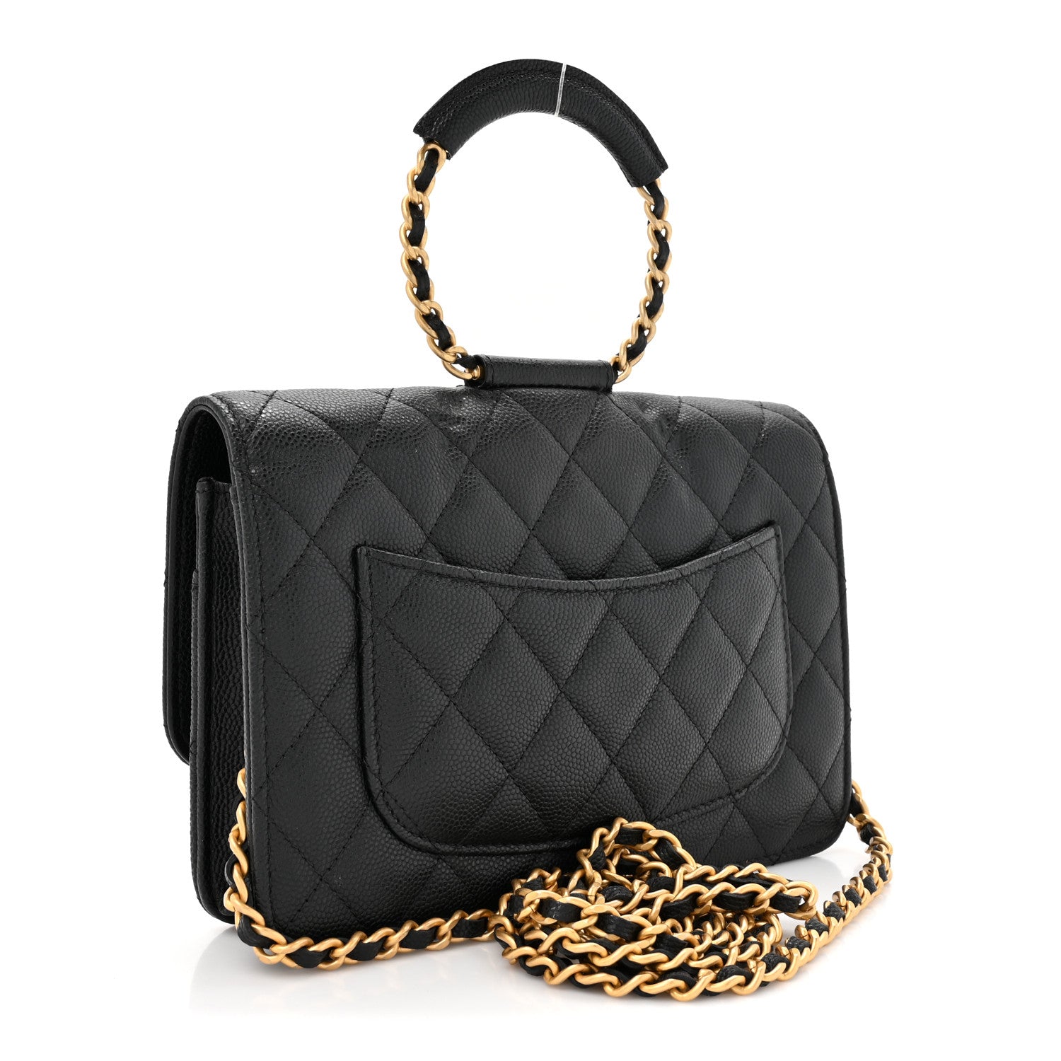 Chanel Caviar Quilted Chain Handle Round Wallet On Chain WOC White 3 of 11