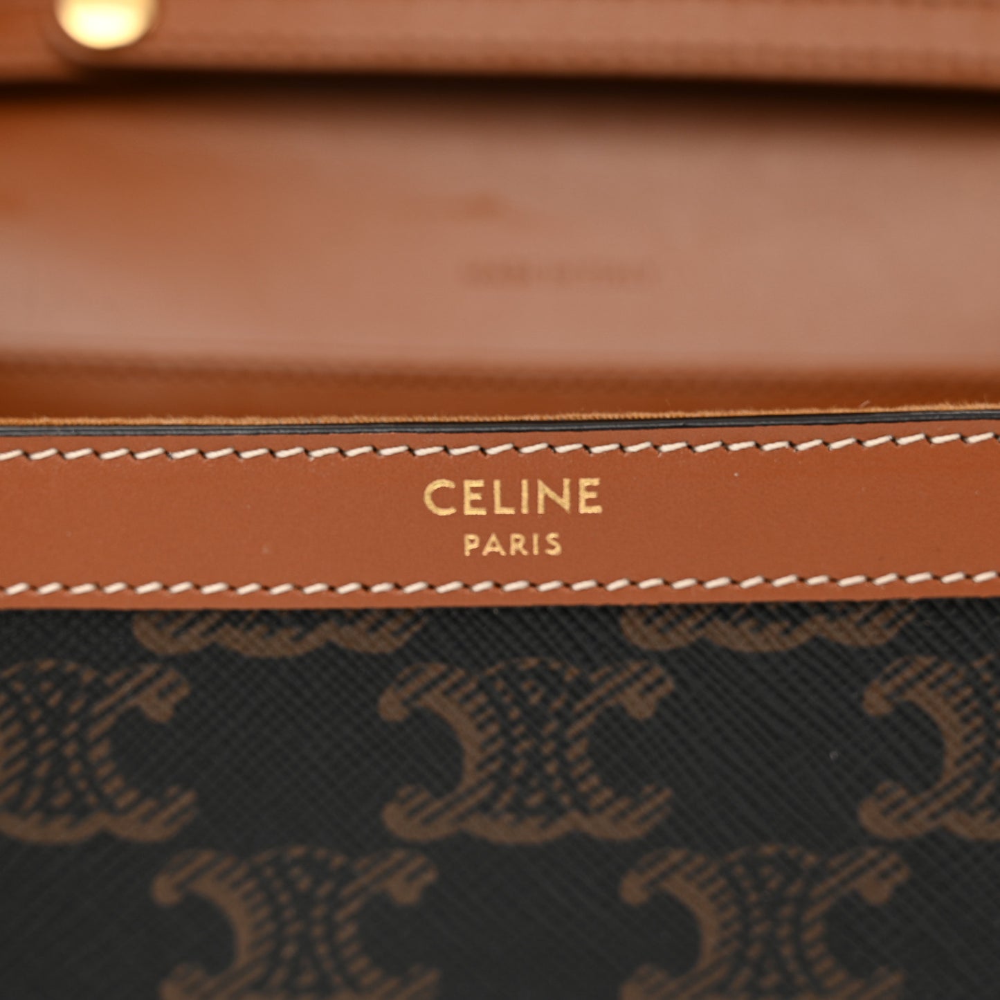 Triomphe Canvas Calfskin Margo Wallet on Chain Tan