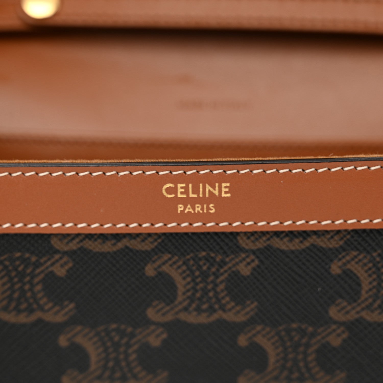 Celine Triomphe Canvas Calfskin Margo Wallet on Chain Tan 6 of 13