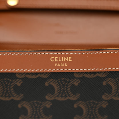 Celine Triomphe Canvas Calfskin Margo Wallet on Chain Tan 6 of 13