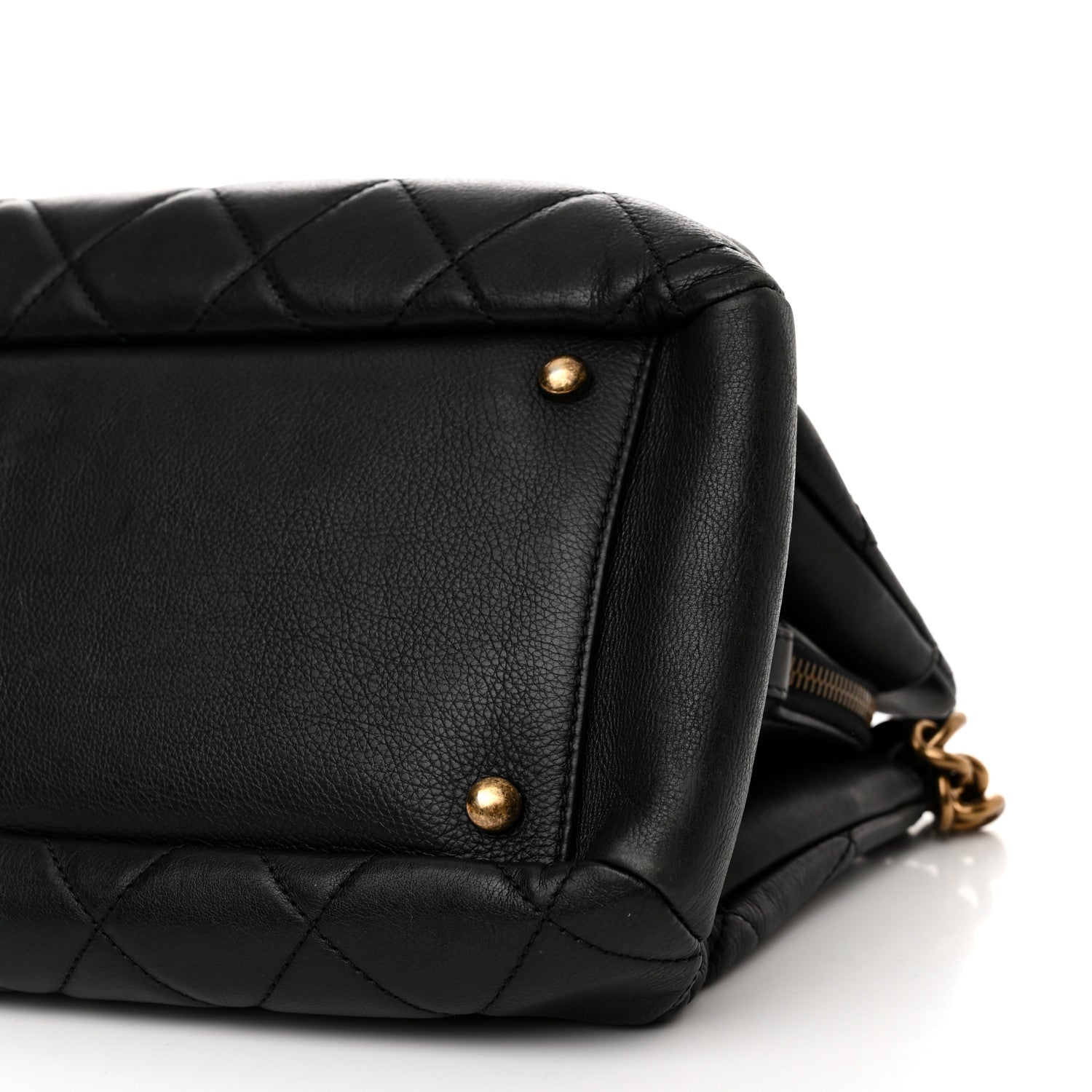 Chanel Calfskin Quilted Small CC Crown Tote Black 10 of 11