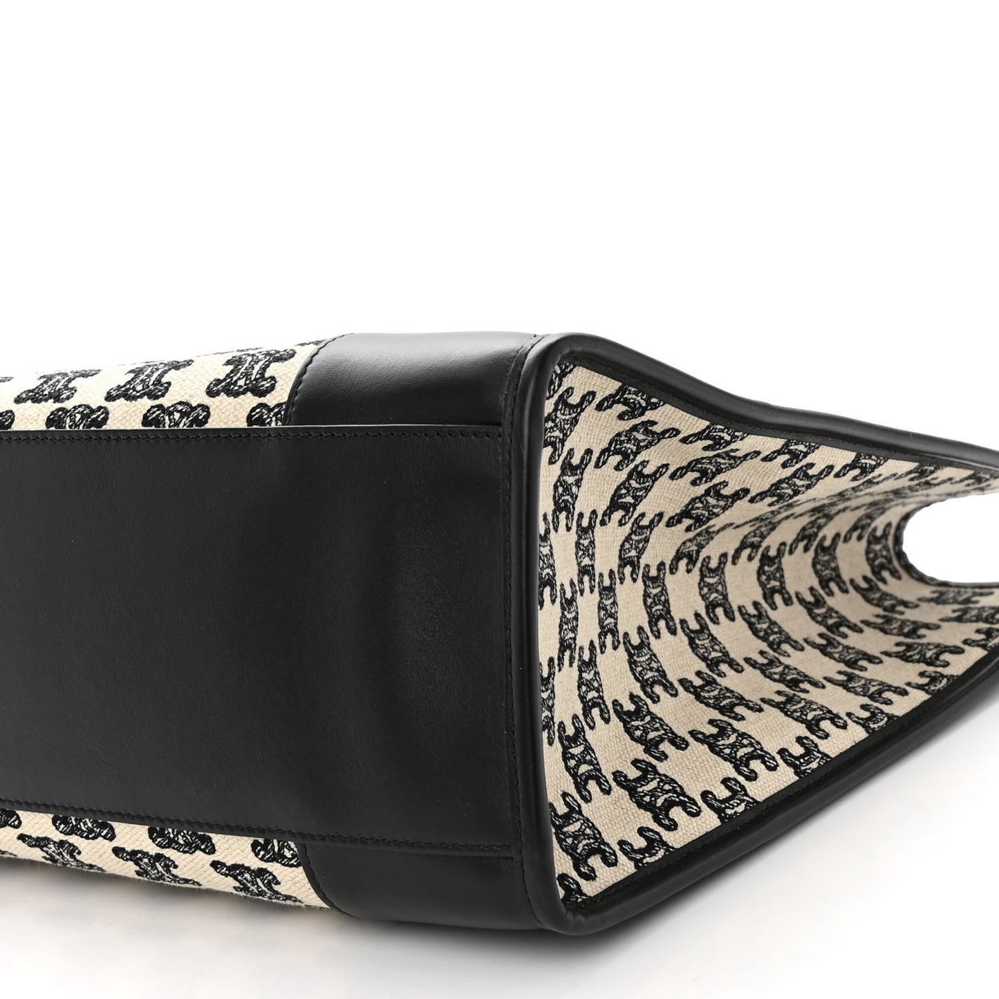 Canvas Calfskin Triomphe Embroidered Horizontal Cabas Black