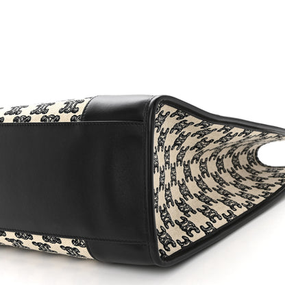 Celine Canvas Calfskin Triomphe Embroidered Horizontal Cabas Black 9 of 10